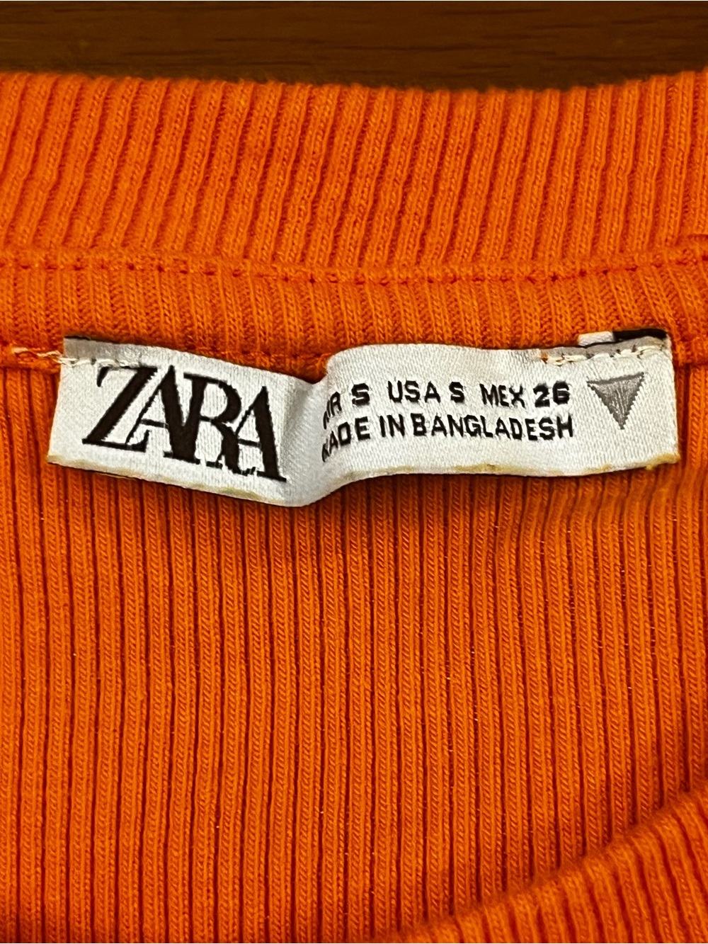 Zara Vibrant Orange Ribbed Ruffle Sleeve  - Size S - Picture 2 of 6